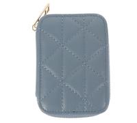 CATIEBYE Portable Lipstick Storage Bag with Mirror for Women, Small Blue Cosmetic Makeup Pouch, Travel Lipstick Holder and Makeup Organizer