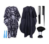 CATIEBYE Professional Hair Cutting Set and Comb 7pcs for Home Salon Barber with Smooth and Acrylic Haircut Cape, Clip for Hairdressing and Personal Use