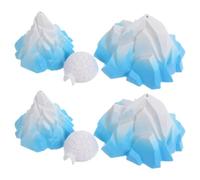CATIEBYE Realistic Iceberg Model and Ice House Figurines, 6Pcs Mini Arctic Scene Props in PVC and Foam for Aquarium Snow Mountain Decoration and Diorama Supplies