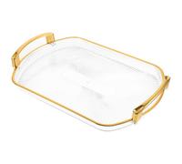 CATIEBYE Rectangular Plastic Serving Tray with Handles Versatile Dessert Plate for Fruit and Cakes Practical Kitchen Tray for Home Use