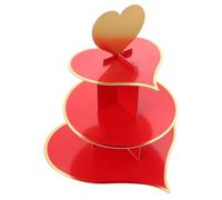 CATIEBYE Red Paper Wedding Cake Stand Multi-Tiered Structure Three-Layer Dessert Display Rack Easy to Assemble and Disassemble Elegant Dessert Stand for Party and Gathering