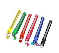 CATIEBYE Reflective Pet Collars with Bell Adjustable Safety Buckle for Cats and Dogs Glossy Bright Colors Including Black Red Blue Yellow Green Night Visibility Prevents Accidents
