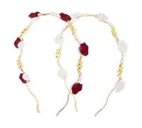 CATIEBYE Rose Headbands Copper and Acrylic Material 2pcs Elegant French Design for Women Comfortable Hair Bands, Stylish Flower Hair Clips for Daily Wear and Washing Face