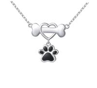 CATIEBYE Silver Heart Dog Paw Necklace Charming Pendant for Women Pet Lovers Wedding Engagement Valentine's Day Accessory