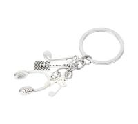 CATIEBYE Silver Metal Music Keychain with Guitar and Music Note Design Comfortable Hand Feel Decorative Key Ring Pendant for Bag Decoration