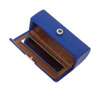 CATIEBYE Small Pu Lipstick Holder for Women with Mirror and Snap Button, Elegant Single Holder Case to Well Protect Your Lipstick, for Traveling and Daily Carry, Blue Makeup Organizer Random Color