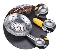 CATIEBYE Stainless Steel Colander Food Serving Spoon with Ergonomic Handle Quick Separation of Hot Oil Or Boiling Water Silver Kitchen Skimmer for French Fries and Vegetables