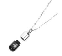 CATIEBYE Stainless Steel Pill Shaped Choker Necklace for Ashes Lightweight Urn Pendant with Storage Space Durable Cremation Jewelry for Men and Women Memorial Ashes Keepsake