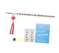 CATIEBYE Thickened 304 Stainless Steel Chinese Dizi Flute f Key 6pcs Accessory Set 50cm Length Metal Flute Instrument for Kids Beginners and Adults