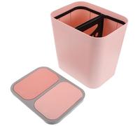 CATIEBYE Thickened Double Lid Covered Trash Can with Dry and Wet Separation, Pink Kitchen and Bathroom Waste Bin for Dorm Room and Small Space, Dual Compartment Recycling Bin