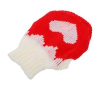 CATIEBYE Valentine’s Day Knitted Dog Sweater with Heart Pattern, Red and White Warm Jumper for Small Dogs and Cats, Winter Pet Apparel for Holiday Parties