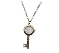 CATIEBYE Vintage Bronze Quartz Pocket Watch Necklace Key Shape Pendant for Men Women Accurate Timekeeping Elegant Retro Style Daily Wear and Special Occasions