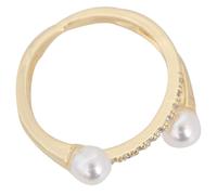CATIEBYE Vintage Cross Open Adjustable Pearl Ring for Women Retro Elegant Design Fashion Jewelry Accessory for Daily Wear and Parties