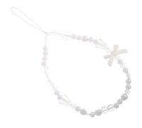 CATIEBYE White Bow Phone Lanyard Mobile Phone Pendant Versatile Anti-loss Function Artificial Pearl Plastic Material Fashionable Chic Design for Keys and Small Items