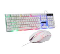 CATIEBYE Wired Key Board and Mouse Set Featuring Colorful LED Breathing Light, Ergonomic Design, Abs Material, 104-button Layout, USB Connector, and Floating Keycap Design for Comfortable