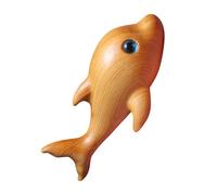 CATIEBYE Wooden Dolphin Mini Statue Carved Figurine Tabletop Ornament for Home Decor Portable Lightweight Wood Craft with Lifelike Dolphin Design Creative Animal Sculpture for Office Shelf