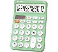 CATIGA 12 Digit Desktop Calculator with Large LCD Display, 4 Funtions Calculator, Round Design Big Button, Solar and Battery Dual Power, Standard Function for Office, Home, School, SD-1292