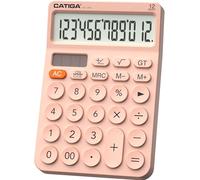 CATIGA 12 Digit Desktop Calculator with Large LCD Display, 4 Funtions Calculator, Round Design Big Button, Solar and Battery Dual Power, Standard Function for Office, Home, School, SD-1292