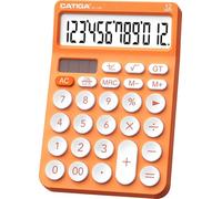CATIGA 12 Digit Desktop Calculator with Large LCD Display, 4 Funtions Calculator, Round Design Big Button, Solar and Battery Dual Power, Standard Function for Office, Home, School, SD-1292