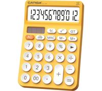 CATIGA 12 Digit Desktop Calculator with Large LCD Display, 4 Funtions Calculator, Round Design Big Button, Solar and Battery Dual Power, Standard Function for Office, Home, School, SD-1292