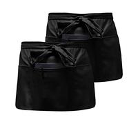 Catime 2 Pack Waist Apron, Vorbinder Apron, Waterproof, Apron Short Dustproof, Half Apron with 3 Pockets, Cooking Apron for Men and Women, Boss, Baker, Servers, Waiters, Craftsmen, black, L