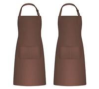 Catime 2pcs Cooking Aprons for Men Women, Chef Aprons with 2 Pockets for Kitchen, Adjustable Waterproof Aprons for Baking, Gardening, Art