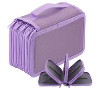 Catime 72 Slots Inserting Drawing Pencil Case, Large Capacity 4 Layers Pencil Bag Pouch Holder, Student Stationary Case, Portable Colouring Pencils Organiser Bag for School Office Artist (Purple)