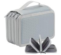 Catime 72 Slots Inserting Drawing Pencil Case, Large Capacity 4 Layers Pencil Bag Pouch Holder, Student Stationary Case, Portable Colouring Pencils Organiser Bag for School Office Artist (Grey)