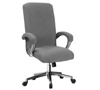 Catime Computer Office Chair Cover, Polar Fleece Stretch Large Chair Slipcover, Full Wrap Elastic Seat Covers, Washable Removable XL Protector for Armrests Chair (Grey)