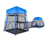 Catio Outdoor Cat Enclosure, 3-in-1 Extra Large Portable Cat Playpen with Tower Tent & Tunnel, Foldable Waterproof Mesh Catio for Indoor Outdoor Cats & Small Pets