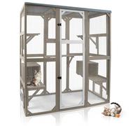 Catio Outdoor Cat Enclosure Large Cat House Catio Window for Mulitiple Cats Walk-in Kitty Cage with 5 Platforms 3 Access Doors Tarp Roof 67.7" H