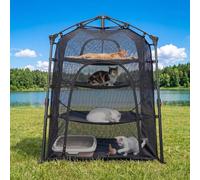 Catio Outdoor Cat Enclosure Pop up Cat Tower Tent(Square, XL) | Cat Playpen w/Breathable Mesh Portable Catio Kitten Pet Animal Play Pen Indoor Enclosed Kitty Patio Balcony Camping