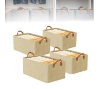 Cationic Folding Wardrobe, Multifunctional Clothing Storage Box, Portable Storage Cabinet, Space-saving Drawer Cabinet, Environmentally Friendly Wardrobe Storage (Beige 4pcs)