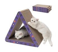 CATISM Cat Scrather Cat Scratching Board - Foldable - Triangle, 6 Usable Sides Cat Scratchers for Indoor Cats, Durable Recyclable Cat Scratcher Cardboard Vertical (Purple)