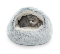 CATISM Cozy Cat Pod - Plush Hooded Cat Bed Cave, Self Warming, Removable Washable with Non-Slip Bottom