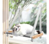 CATISM Foldable Cat Hammock - Reinforced Window Hammock with Strong Suction Cup, Washable, Breathable Fabric, Window Sill Holder, Cat Bed,Grey (50 x 38 cm, up to 20 kg)