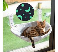 CATISM Foldable Cat Window Perch, Cordless Window Hammock with 4 Strong Suction Cups, Cat Beds for Indoor Cats, Solid Metal Frame, Reversible Cover, Star