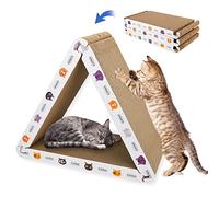 CATISM Foldable Triangle Cat Scratching Board, 6 Usable Sides Vertical Cardboard Cat Scratchers (Pack of 3)