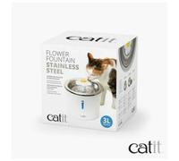 Catit 2.0 StainlessSteel Flower Fountain 3L Filter Cat Drinking Water Pump Flow