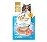 Catit Creamy Bisque, Cat Soup Soft Treats with Tuna & Salmon, 4 x 10g | Cat Soup That Supports Daily Hydration. Grain-Free Soft Lick Cat Treat. Healthy Cat Treats Made With Real Fish.