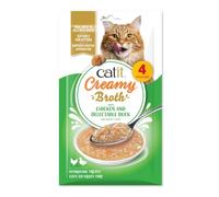 Catit Creamy Broth, Cat Soup Soft Treats with Chicken & Duck, 4 x 10g | Cat Soup That Supports Daily Hydration. Grain-Free Soft Lick Cat Treat. Healthy Cat Treats Made With Real Meat.