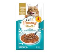 Catit Creamy Broth, Cat Soup Soft Treats with Tuna & Salmon, 4 x 10g | Cat Soup That Supports Daily Hydration. Grain-Free Soft Lick Cat Treat. Healthy Cat Treats Made With Real Meat.