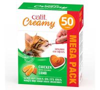 Catit Creamy Lickable Cat Treats Chicken and Lamb - Pack of 50 x 10g