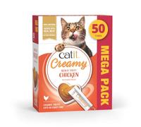 Catit Creamy Chicken Lickable Cat Treats 50 Pack | Grain-Free Soft Lick Cat Treat. Natural ingredients. High-meat content. Freezable treats.
