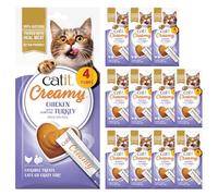 Catit Creamy Lickable Cat Treats for Cats & Kittens, Chicken&Turkey 48pk