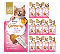 Catit Creamy Lickable Soft Cat Treats for Cats & Kittens,Tuna & Crab 48pk