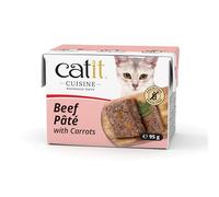 Catit Cuisine Beef Pâté, Grain Free Wet Cat Food in Gravy, Real Meat Food for Adult Cats, 95g Tetra Pack x12