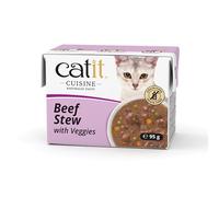 Catit Cuisine Beef Stew, Grain Free Wet Cat Food in Broth, Tender Meat Stew for Adult Cats, 95g Tetra Pack x12