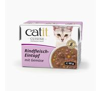 Catit Cuisine Beef Stew, Grain Free Wet Cat Food in Broth, Tender Meat Stew for Adult Cats, 95g Tetra Pack
