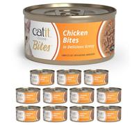Catit Cuisine Bites, Chicken Bites in Gravy, Grain Free Wet Cat Food for Adult Cats, High Meat Tinned Cat Food in Gravy 12 pack